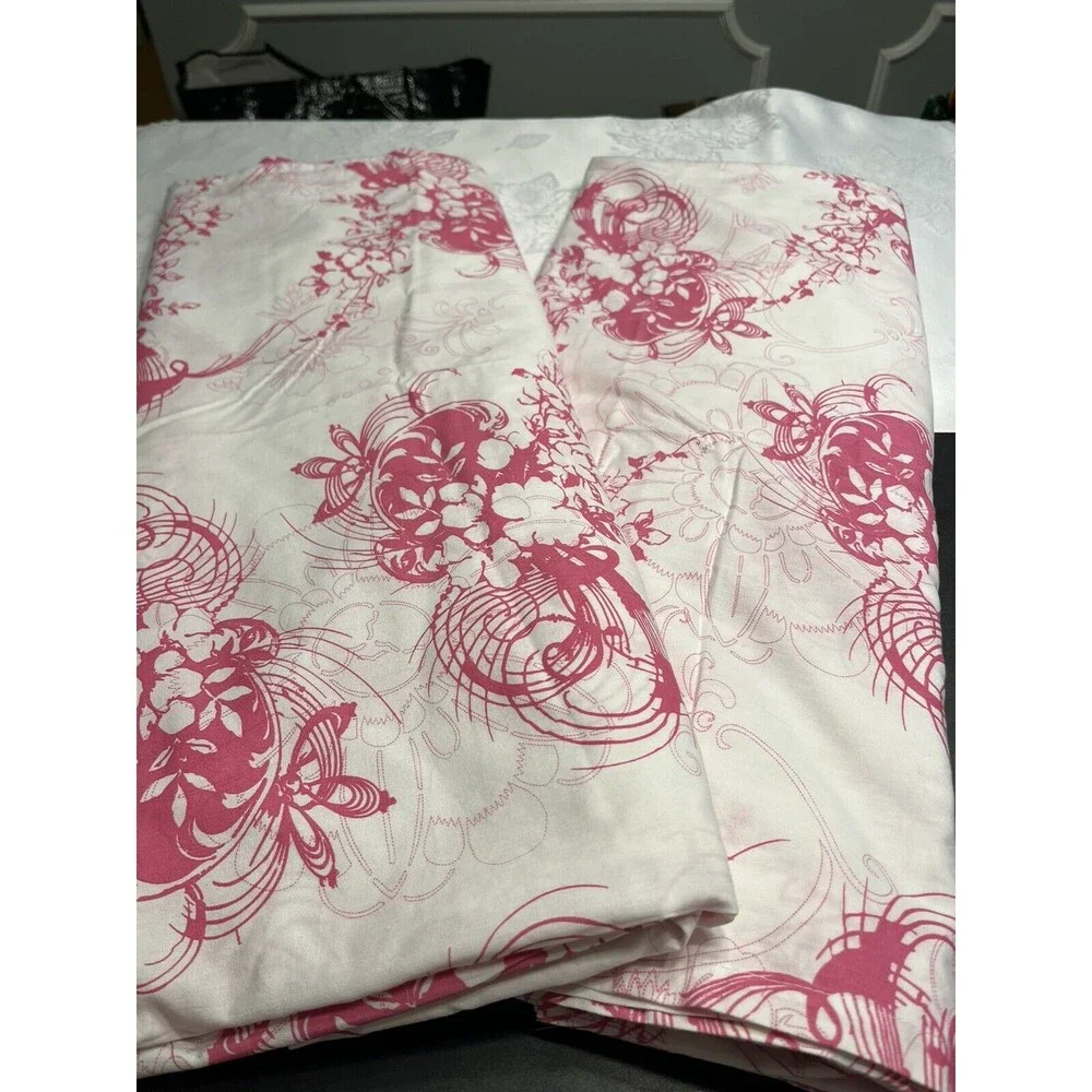Lot of 2 Disney Hannah Montana Pink Floral Flat Twin Size Sheets